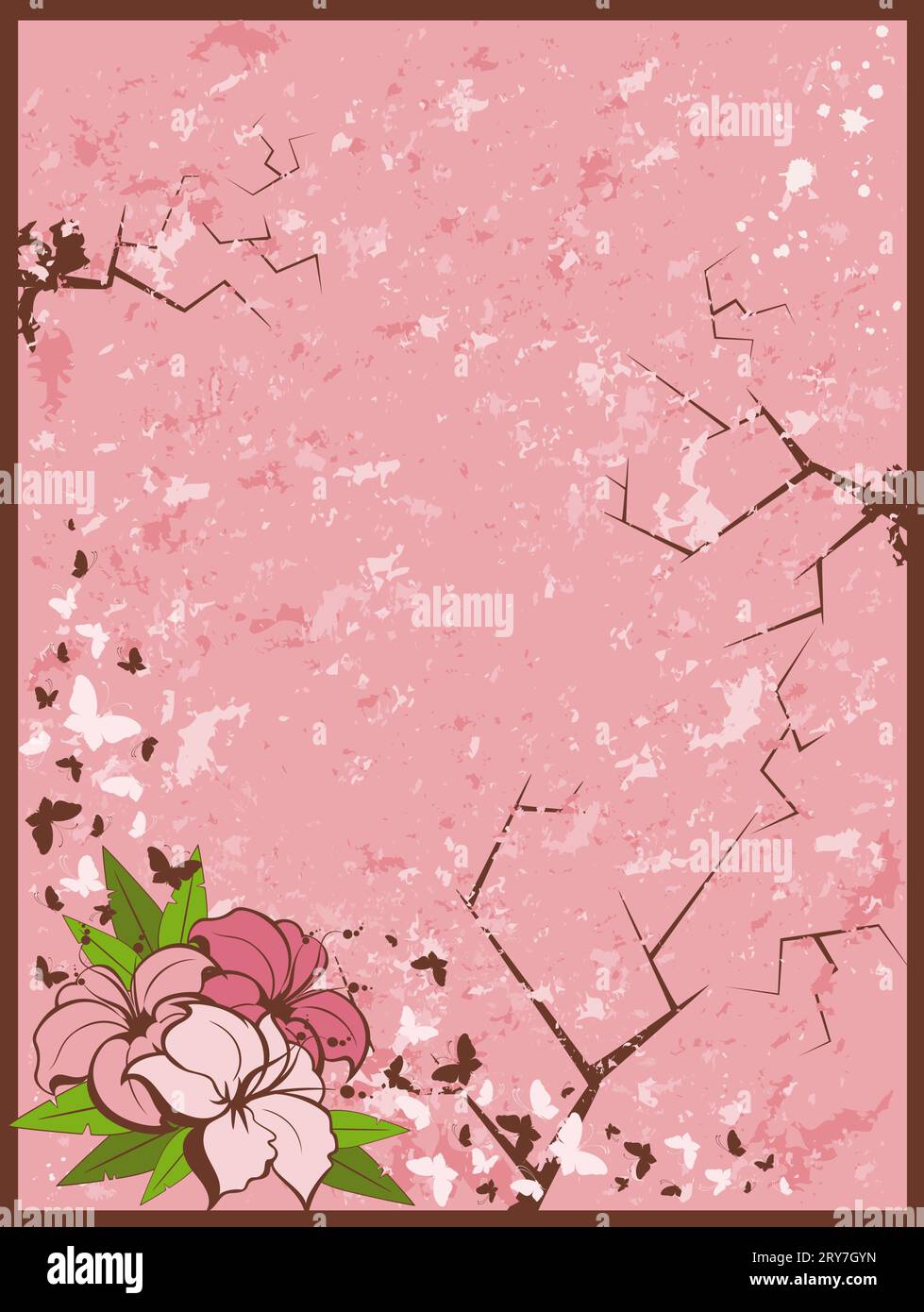 Grunge flowers and butter Stock Photo