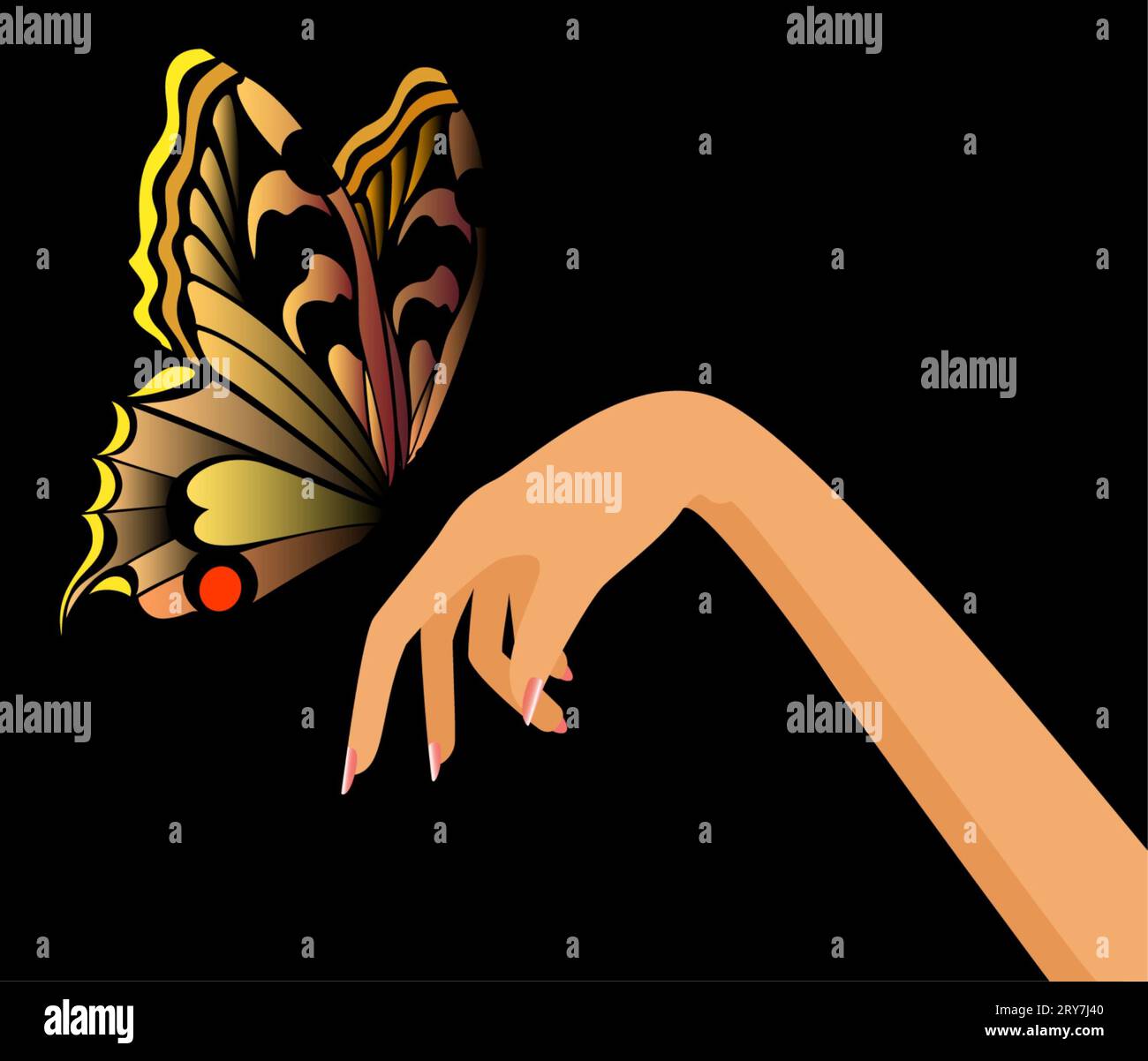 Butterfly sits on a hand Stock Photo Alamy