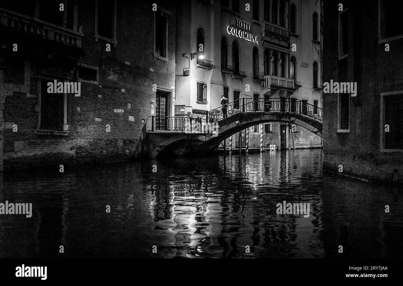 Venice Italy in Monochrome: Dreamy Cityscape Print for a Memorable Honeymoon or Wedding Gift Stock Photo