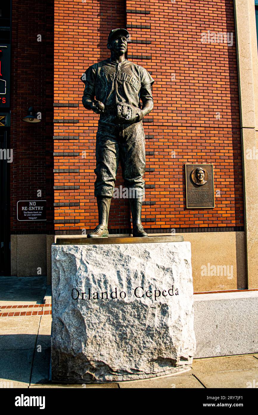 Statue of baseball hall of fame Orlando Cepeda at Oracle Park in San Francisco, CA. Stock Photo