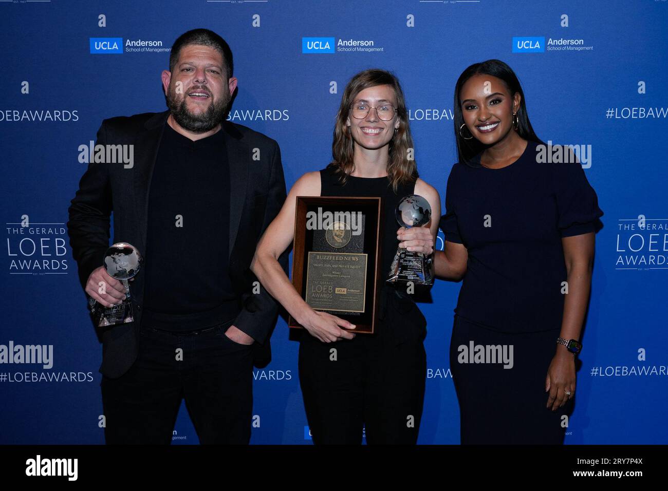 New York, United States. 28th Sep, 2023. New York, New York. Thursday September 28, 2023. Kendall Taggart, Anthony Cormier, Rahel Solomon during 2023 Gerald Loeb Awards hosted by UCLA Anderson School of Business, held at Capitale in New York City, Thursday, September 28, 2023. Photo Credit: Jennifer Graylock/Alamy Live News Stock Photo
