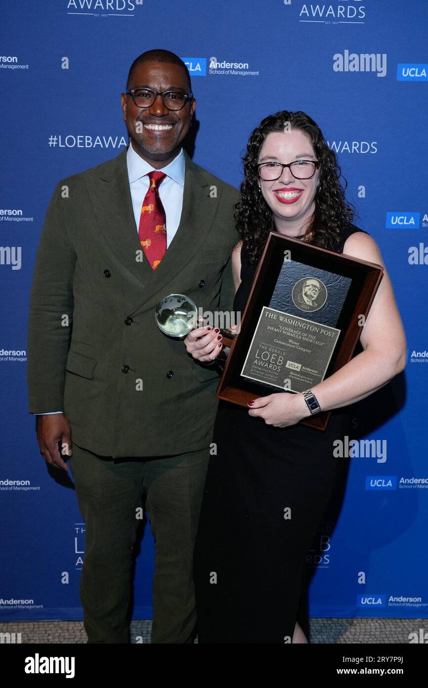 New York, United States. 28th Sep, 2023. New York, New York. Thursday September 28, 2023. Romaine Bostick, Alyssa Rosenberg during 2023 Gerald Loeb Awards hosted by UCLA Anderson School of Business, held at Capitale in New York City, Thursday, September 28, 2023. Photo Credit: Jennifer Graylock/Alamy Live News Stock Photo