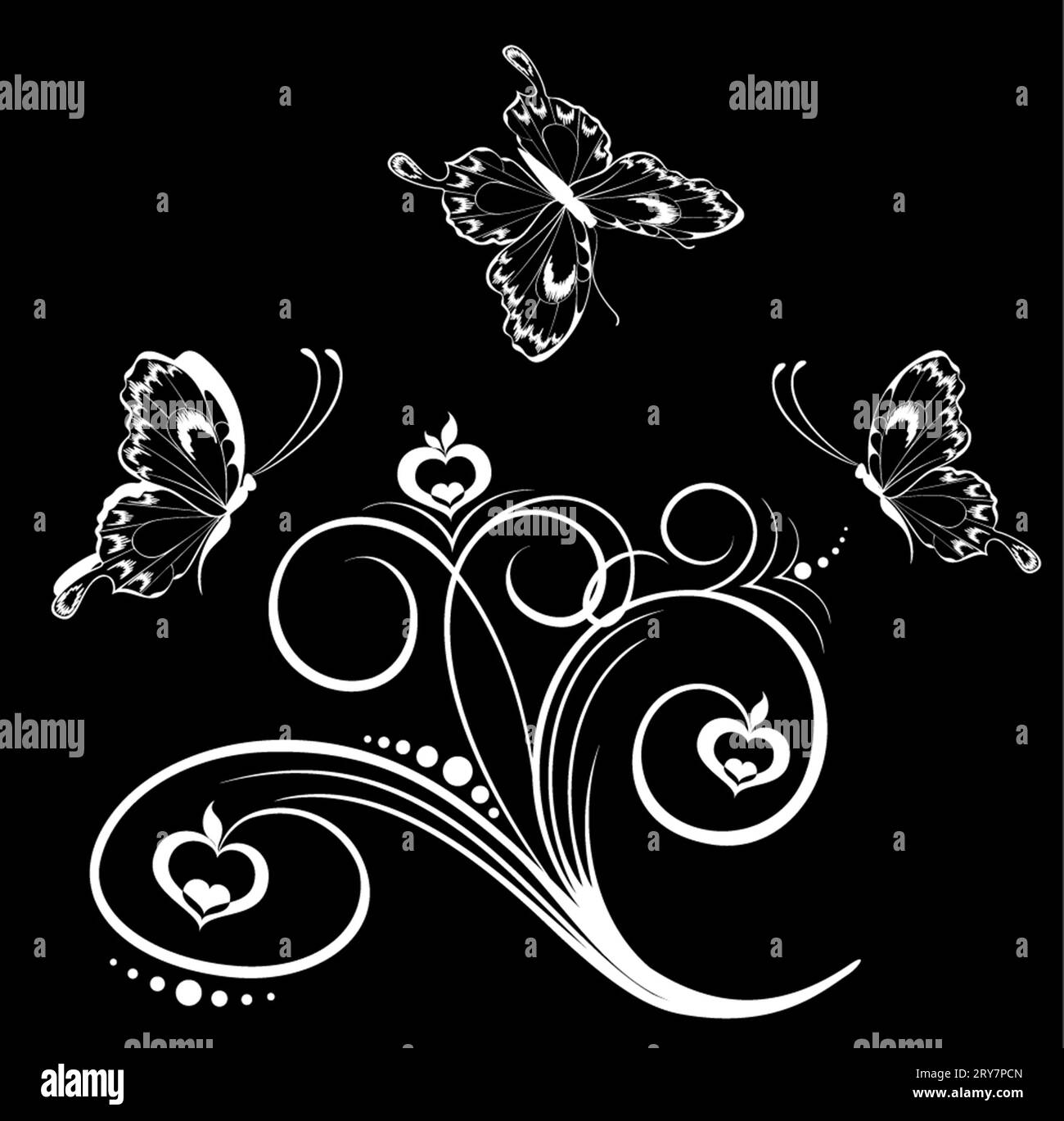 Butterflies butterfly flower Black and White Stock Photos & Images - Alamy