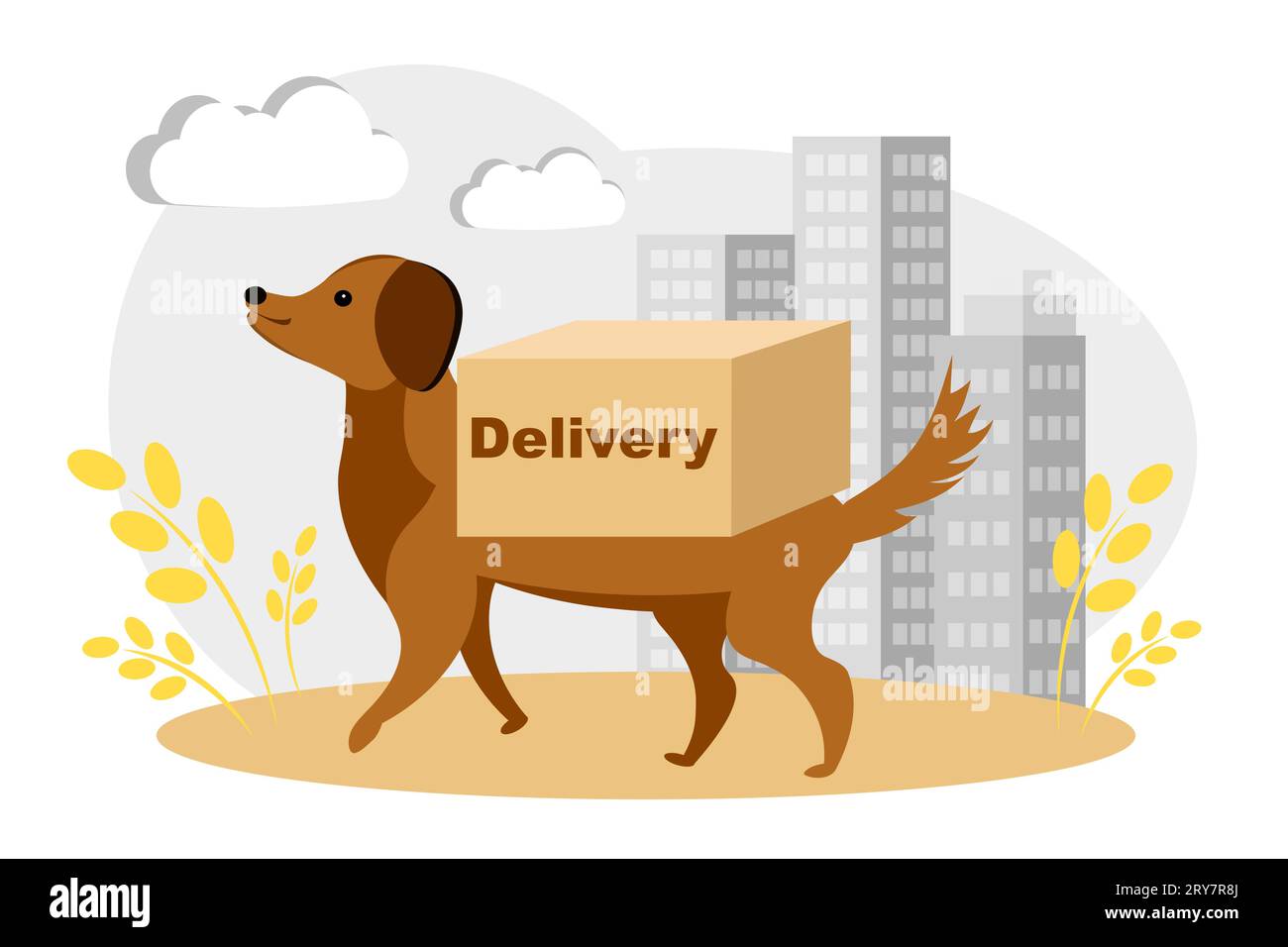 Dog With A Box Delivery Concept Stock Vector Image Art Alamy dog-with-a-box-delivery-concept-stock-vector-image-art-alamy
