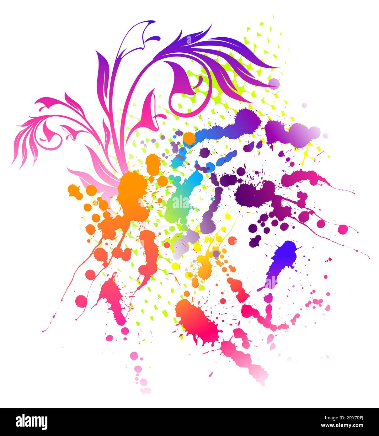 Illustration of grunge floral abstract banner with Stock Photo - Alamy