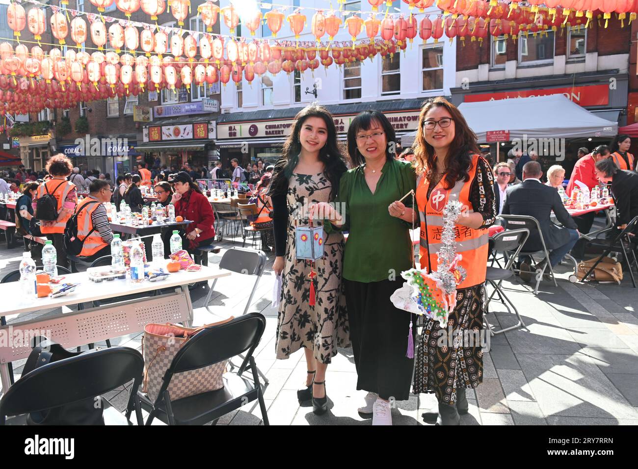 Chinatown London, UK. 29th Sep, 2023. Chujia Yang is a Presenter for the Chinese Information and Advice Centre hosts a mid-autumn festival (中秋节) celebration. Dating back almost 3000 years, Mid-Autumn Festival, also known as Moon Festival, celebrates the annual harvest that falls on the 8th month of the Chinese Lunar Calendar. Chinese traditionally, families and loved ones will gather together to celebrate with a seasonal feast in the heart of London - Chinatown at Newport Place. Credit: See Li/Picture Capital/Alamy Live News Stock Photo