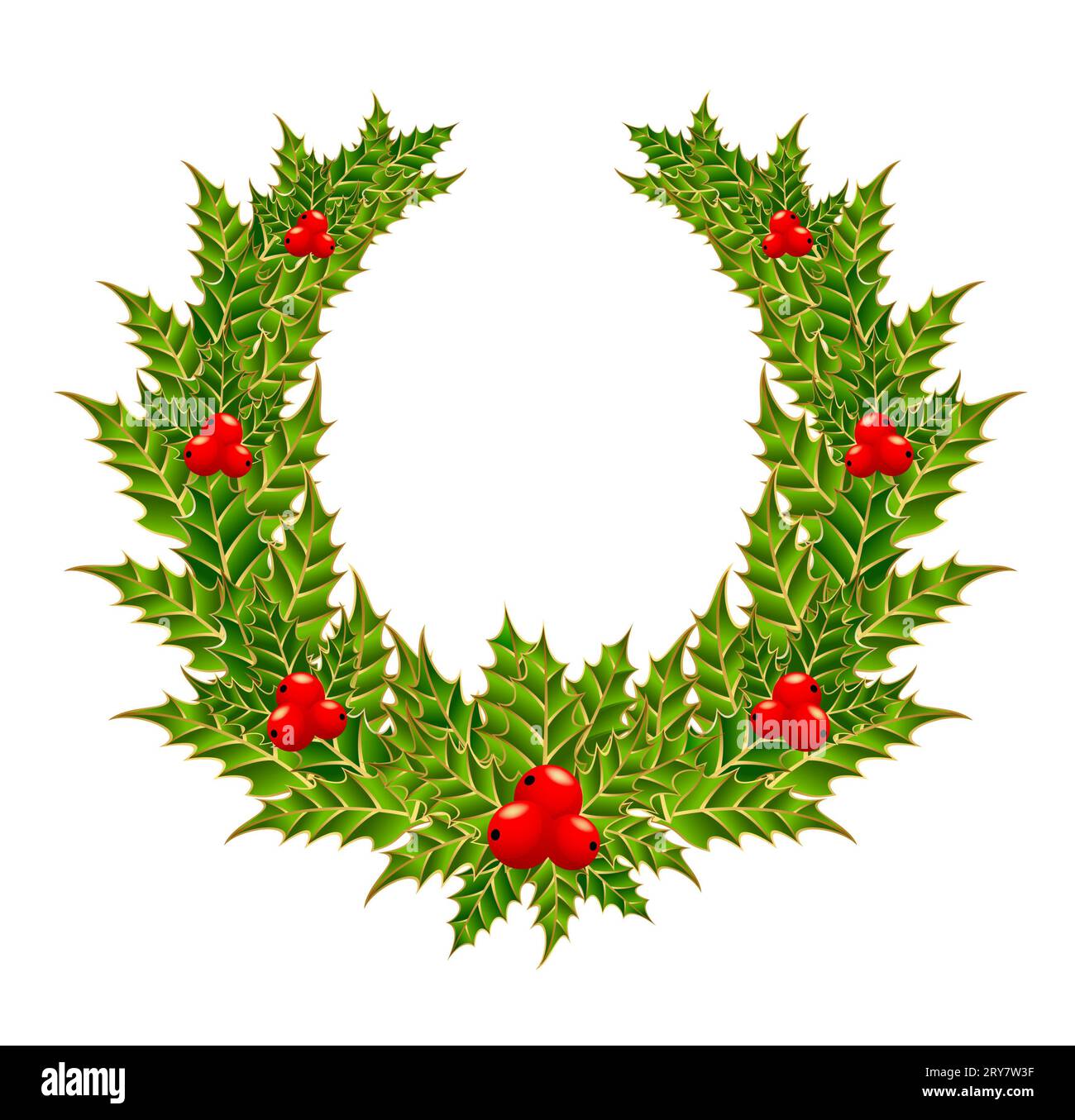 Beautiful christmas wreath with a red berry Stock Photo