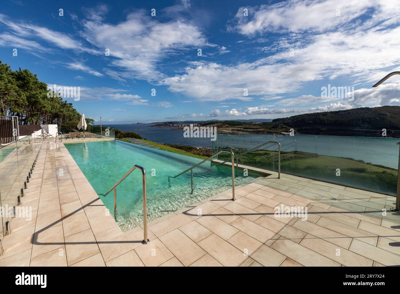 Outdoor infinity pool, Parador Costa da Morte, Muxia, A Coruna, Galicia ...