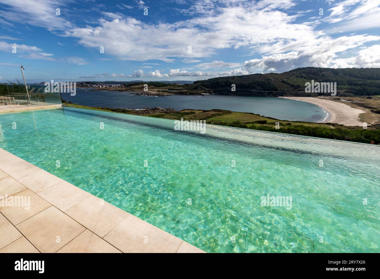 Outdoor infinity pool, Lourido beach, Parador Costa da Morte, Muxia, A ...