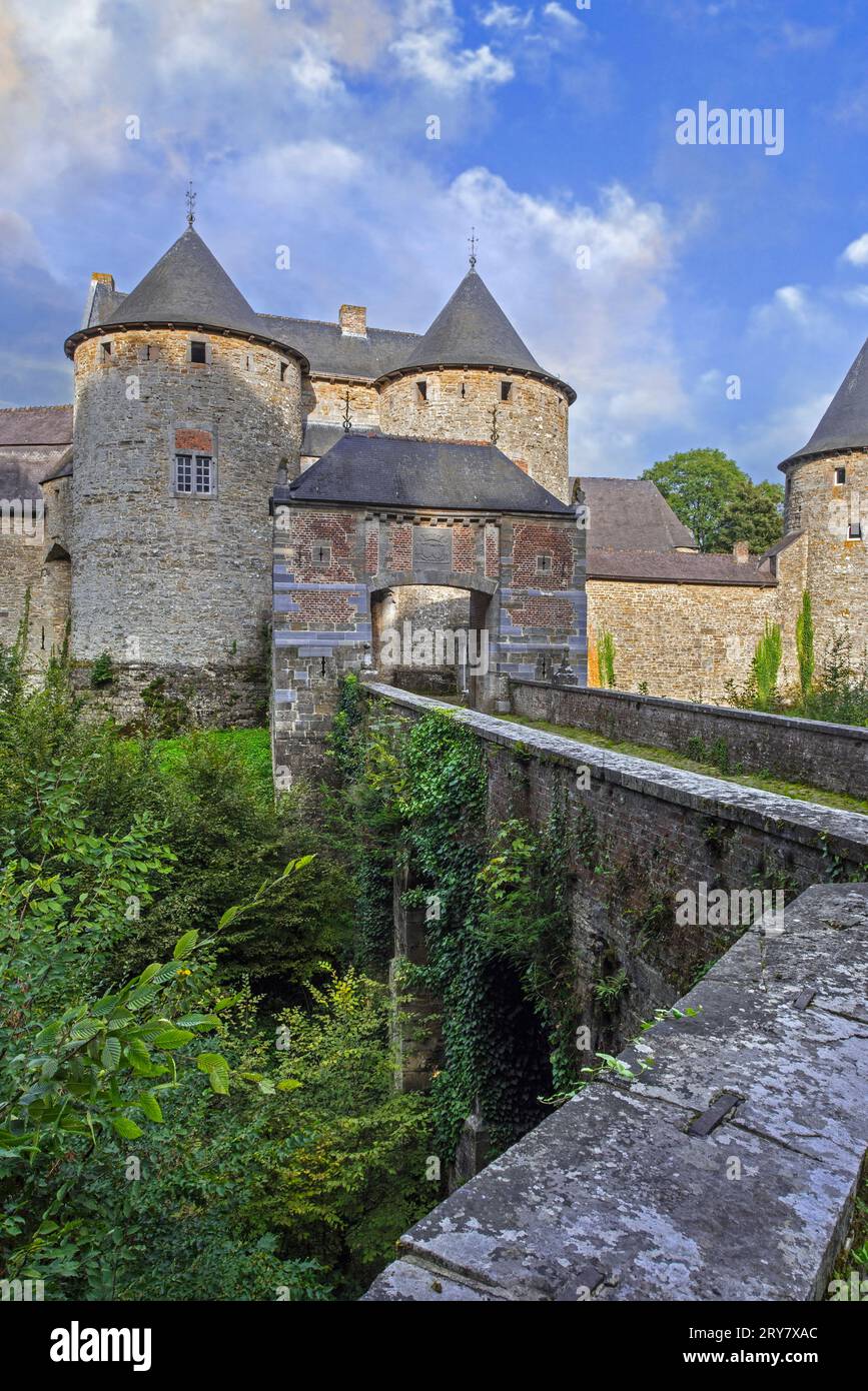Château de Corroy-le-Château, 13th century medieval castle near Gembloux in the province of Namur, Wallonia, Belgium Stock Photo