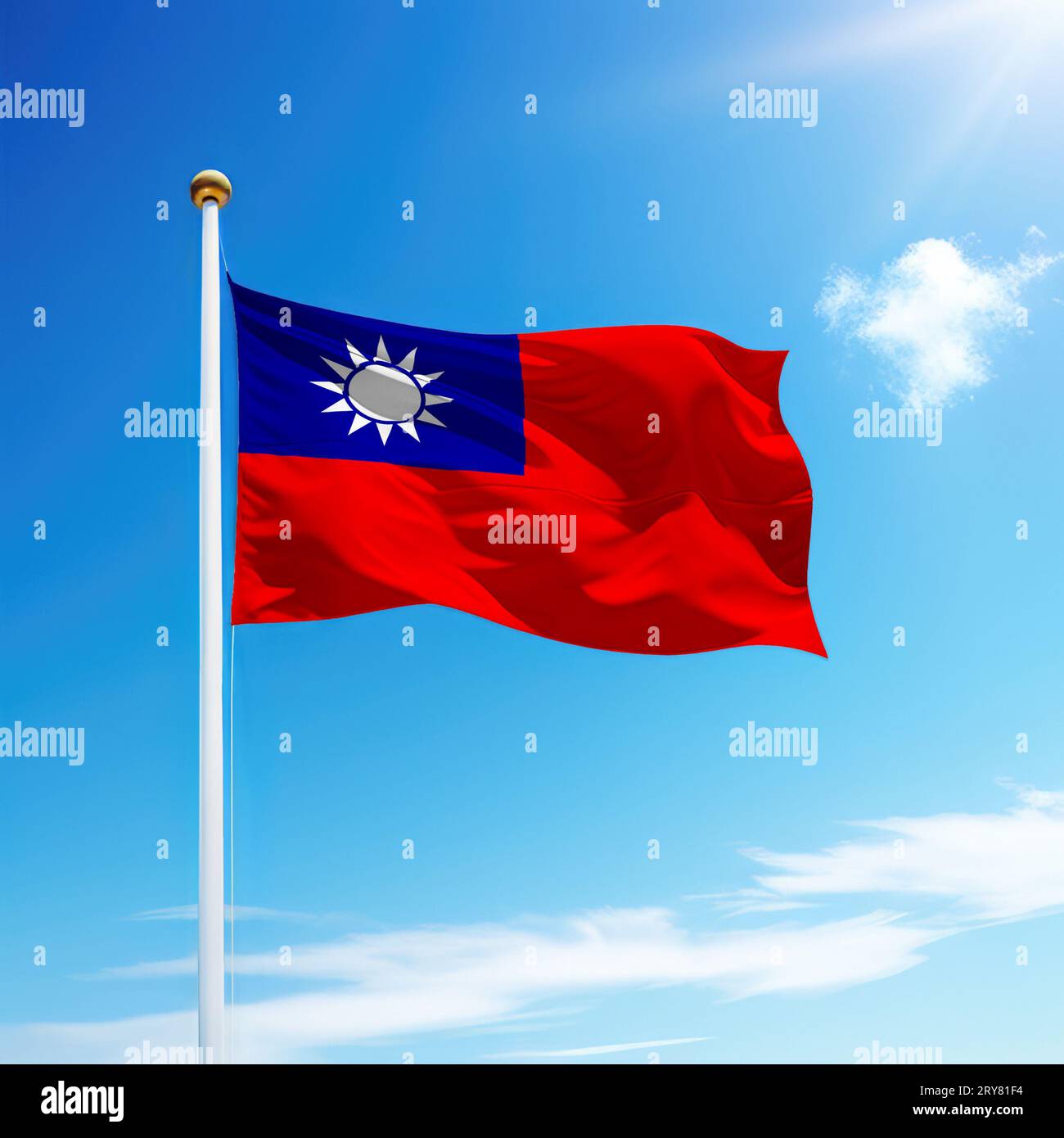 Waving fabric flag taiwan hi-res stock photography and images - Alamy