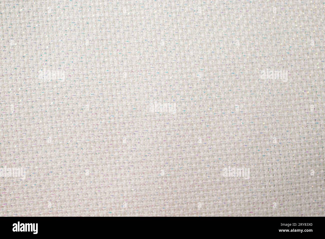 white canvas structure with metallic thread insertions, abstract empty backdrop Stock Photo