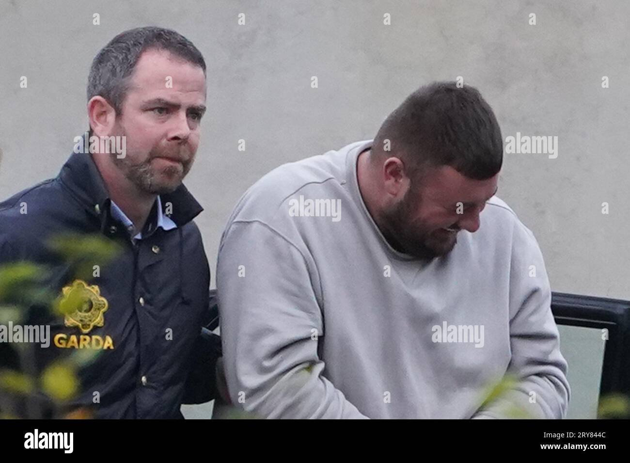 Jamie Harbron (right), 31 of South Avenue, Billingham, Stockton-on-Tees,  arriving at Waterford Court House in Co Waterford, after being charged  along with Vitaliy Lapa 60, in connection with the seizure of almost