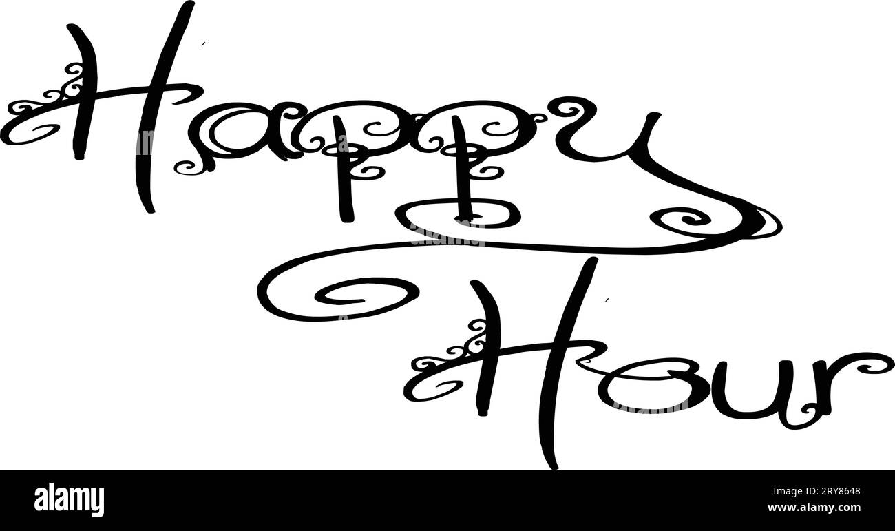 Happy Hours text sign illustration on white background Stock Vector
