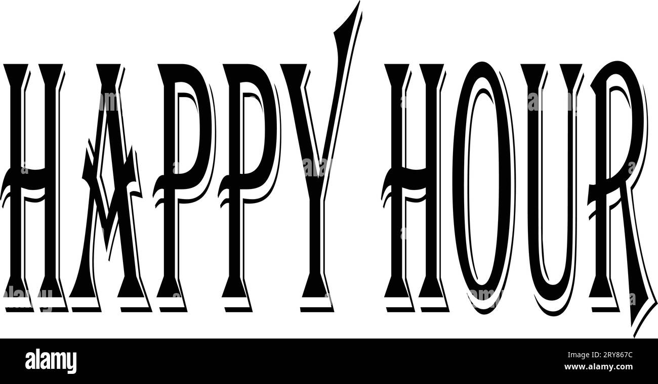 Happy Hours text sign illustration on white background Stock Vector