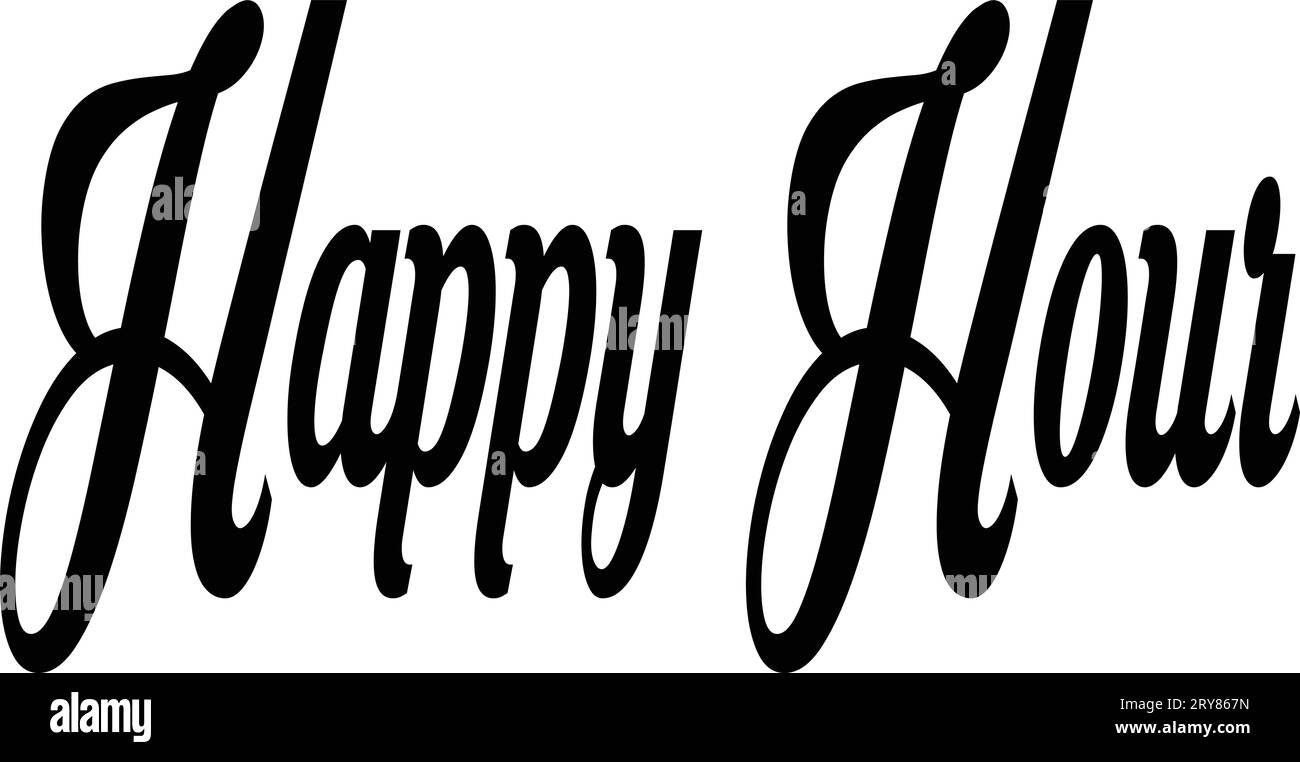Happy Hours text sign illustration on white background Stock Vector