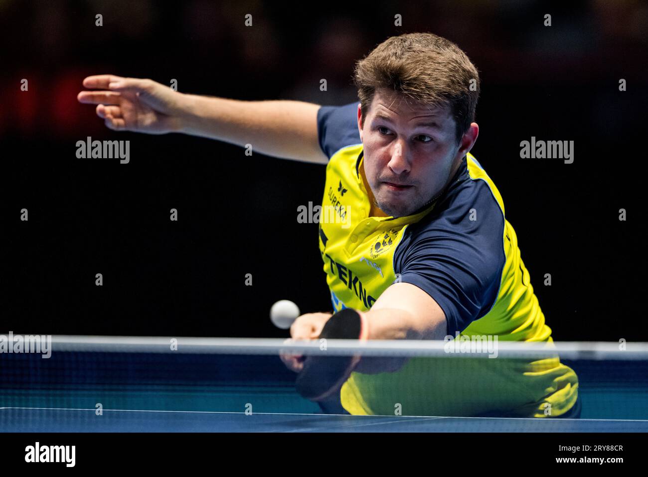 Kristian Karlsson of, Sweden. , . in the men's semifinal between France and  Sweden during day 7 of the 2023 European Table Tennis Championship on  September 16, 2023 in Malmö. Photo: Mathilda