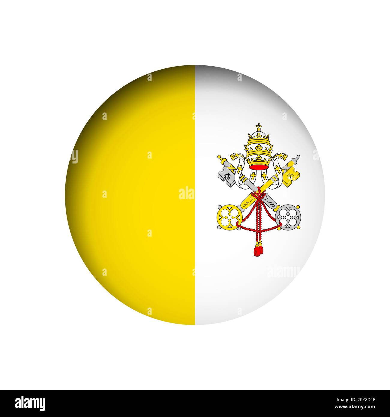 Vatican City flag - behind the cut circle paper hole with inner shadow ...