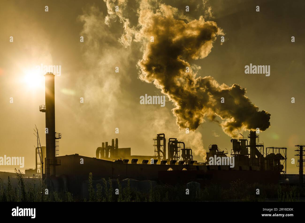 Air pollution coming from factory smoke Stock Photo