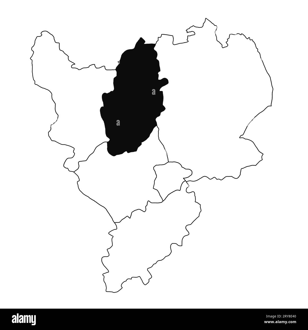 Map of Nottinghamshire in East Midlands England province on white