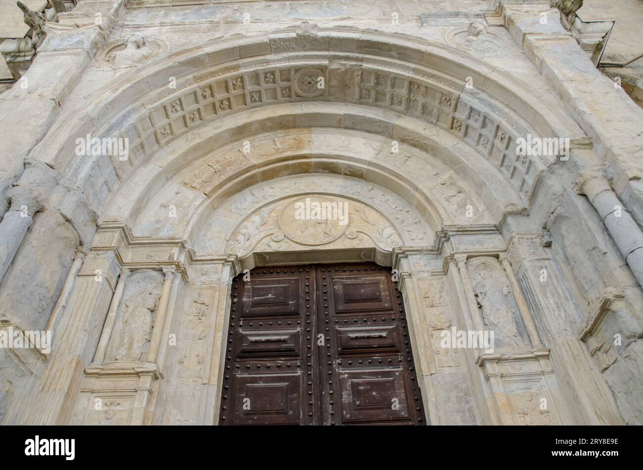 Old church entrance door Stock Photo