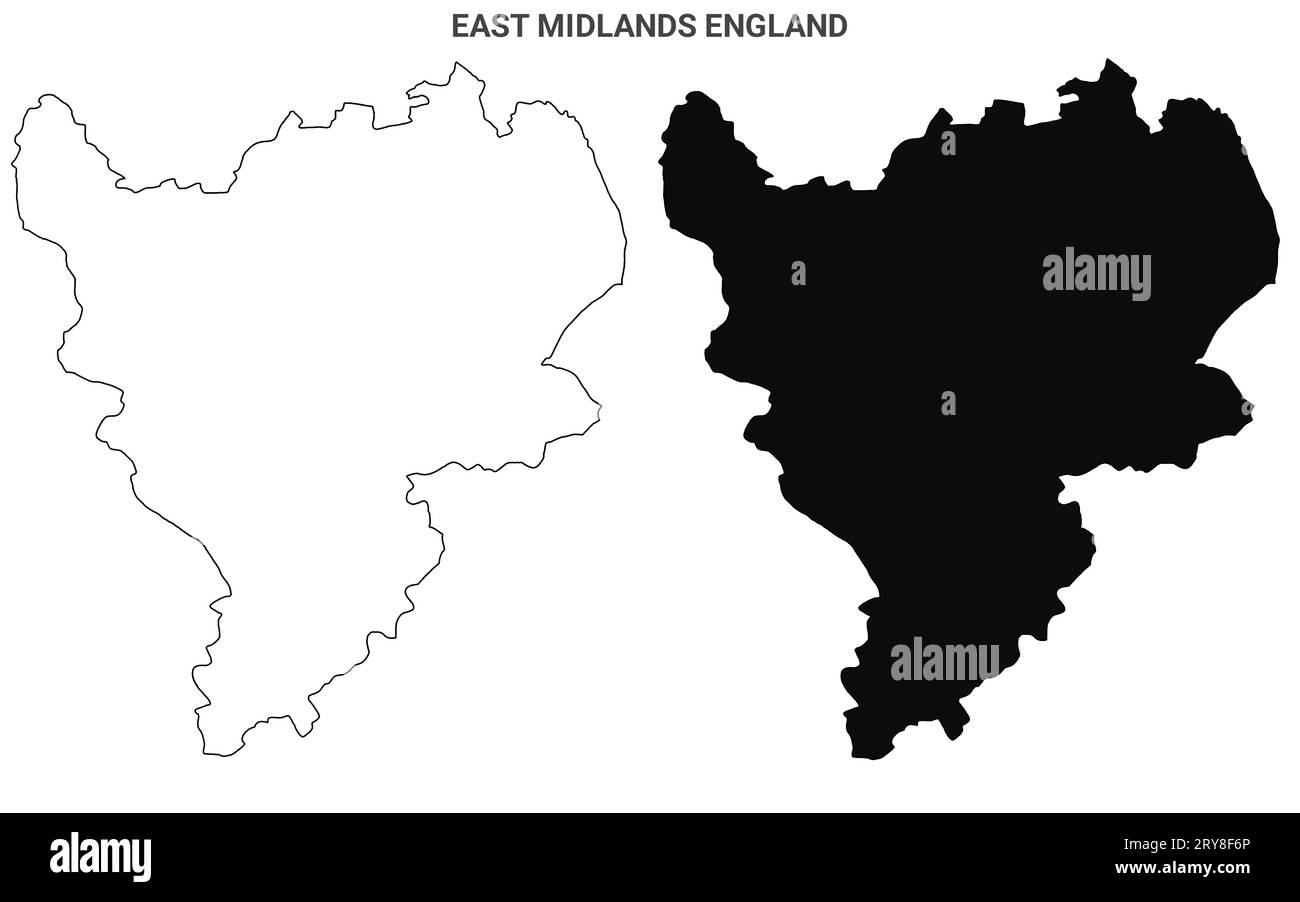 East Midlands England Map Set blank outline map Stock Photo Alamy