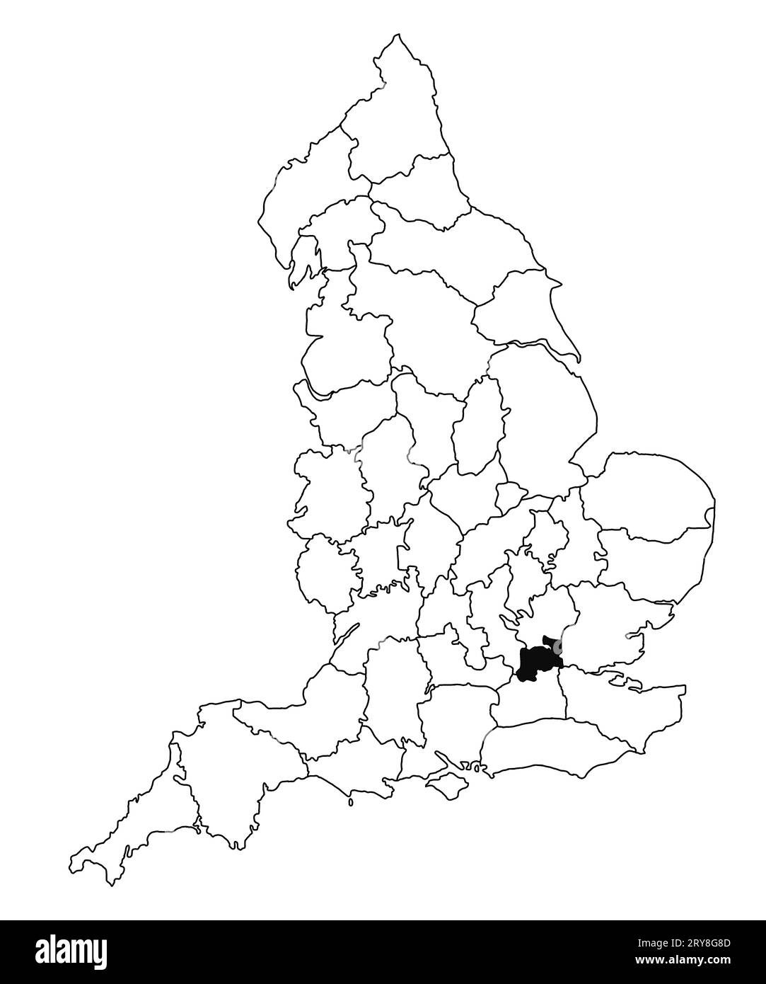 Map of Middlesex County in England on white background. single County