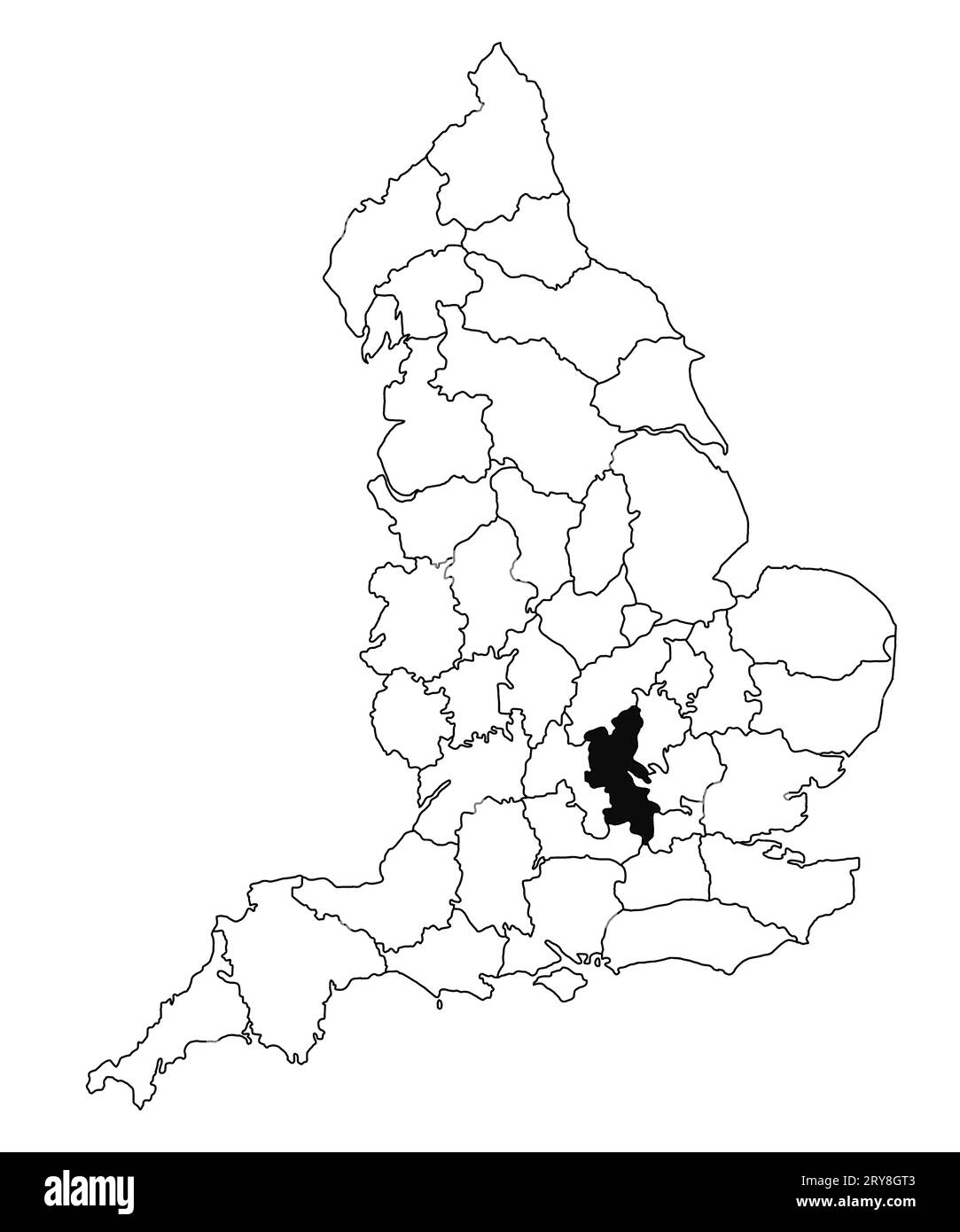 Map of Buckinghamshire County in England on white background. single
