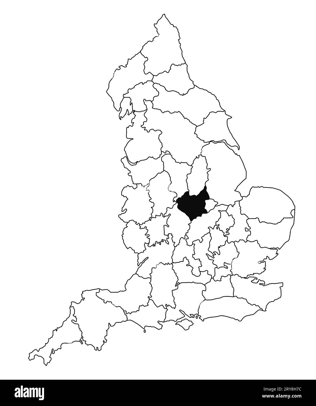 Map of Leicestershire County in England on white background. single County map highlighted by