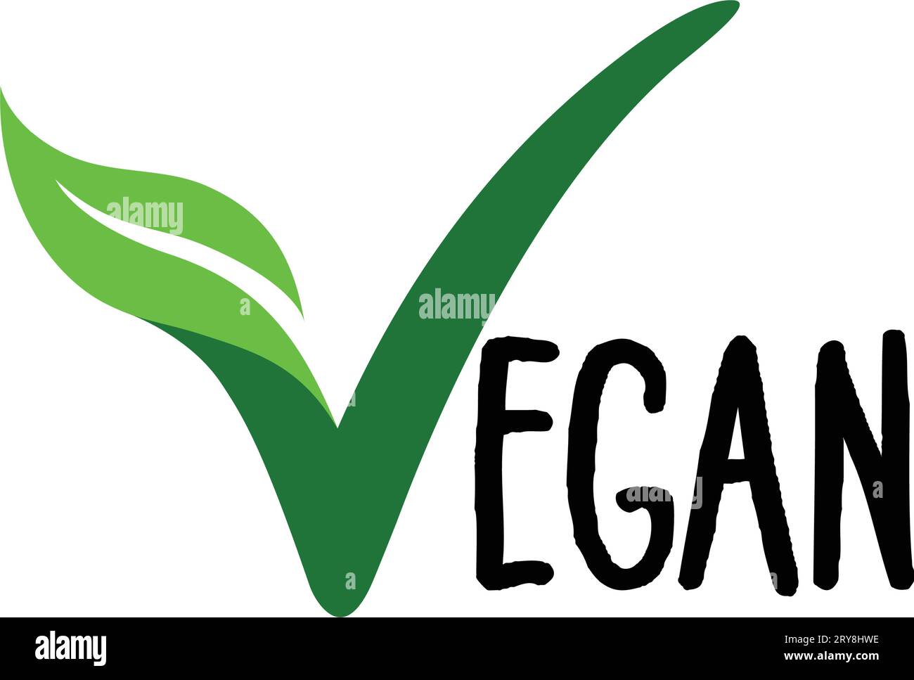 green vegan v vegetarian leaf tick check mark logo symbol icon vector