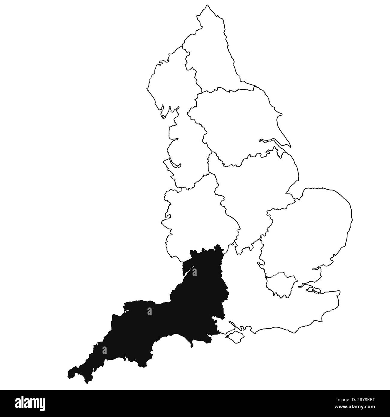 Map of South West England Province in England on white background