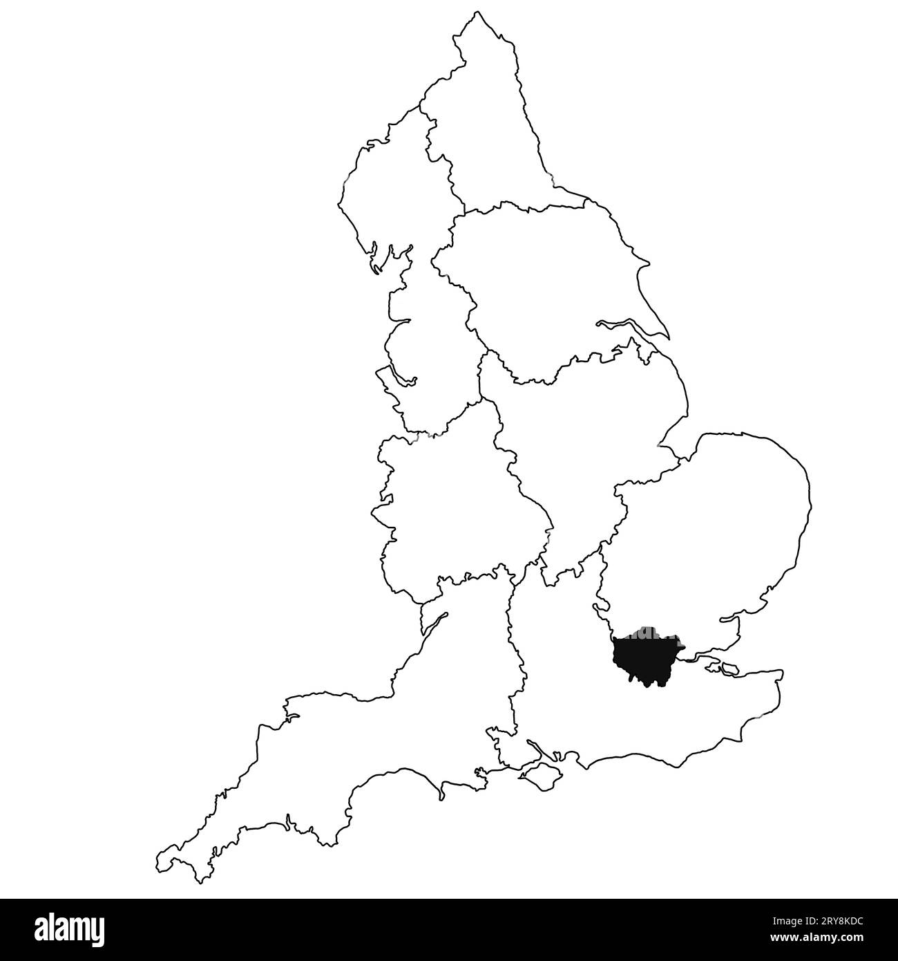 Map of London Province in England on white background. single region