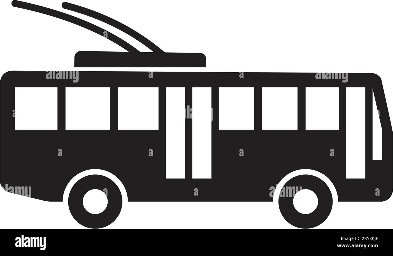 simple trolley bus trolleybus icon logo side view silhouette vector