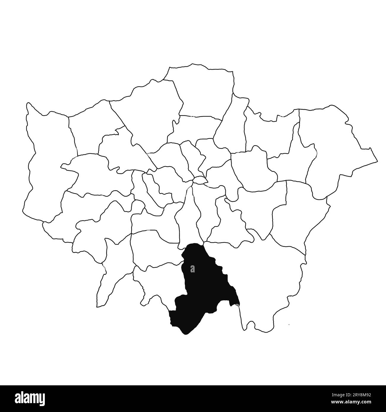 Map of Croydon in Greater London province on white background. single