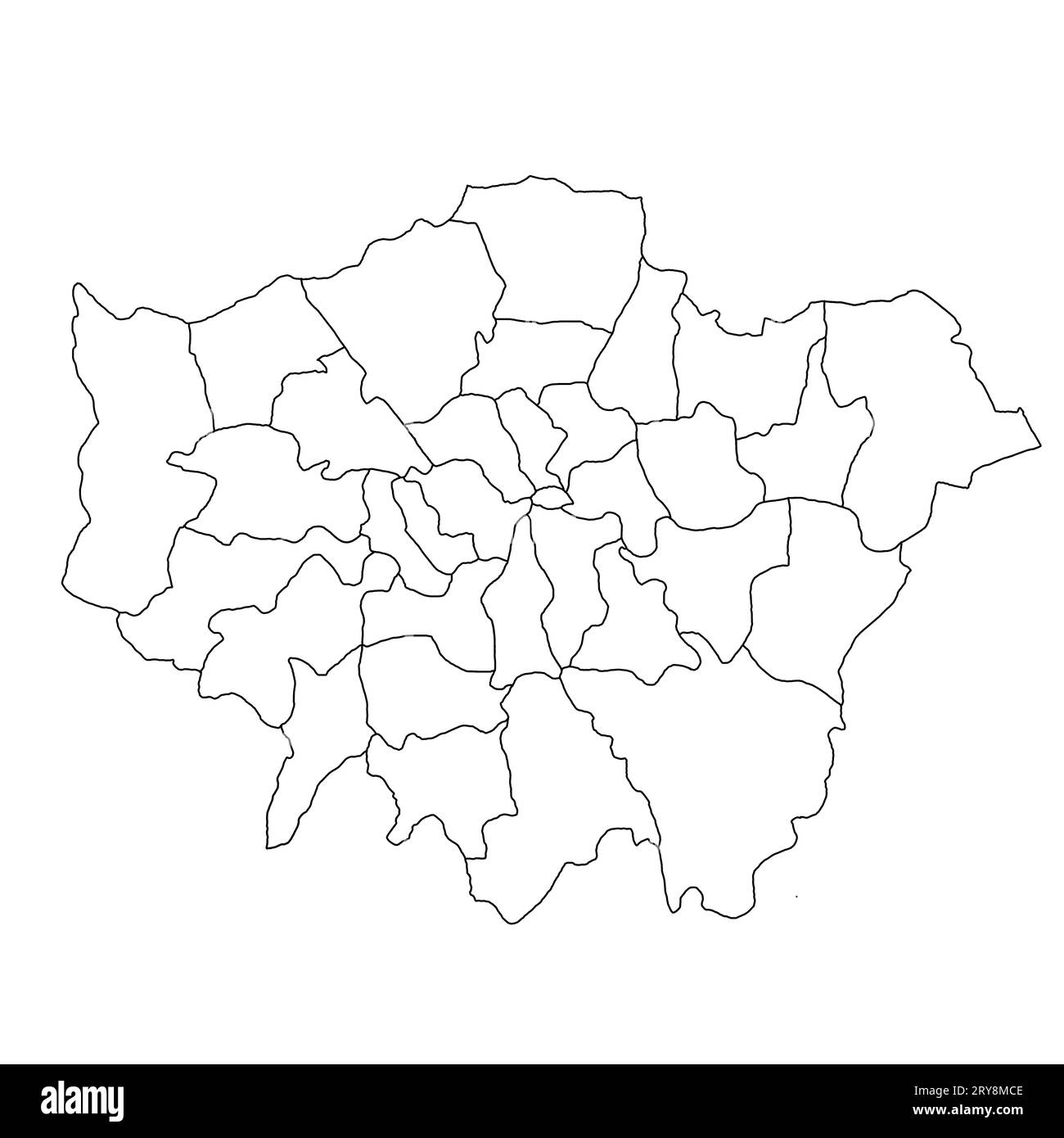 London ceremonial counties blank map. High detailed illustration map