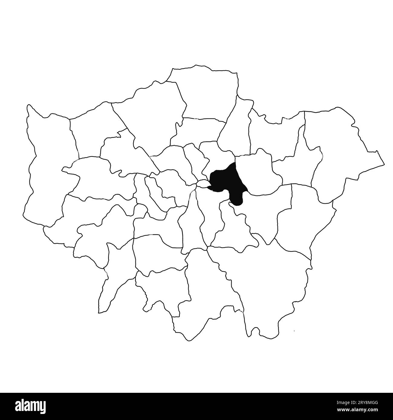 Map of Tower Hamlets in Greater London province on white background. single County map