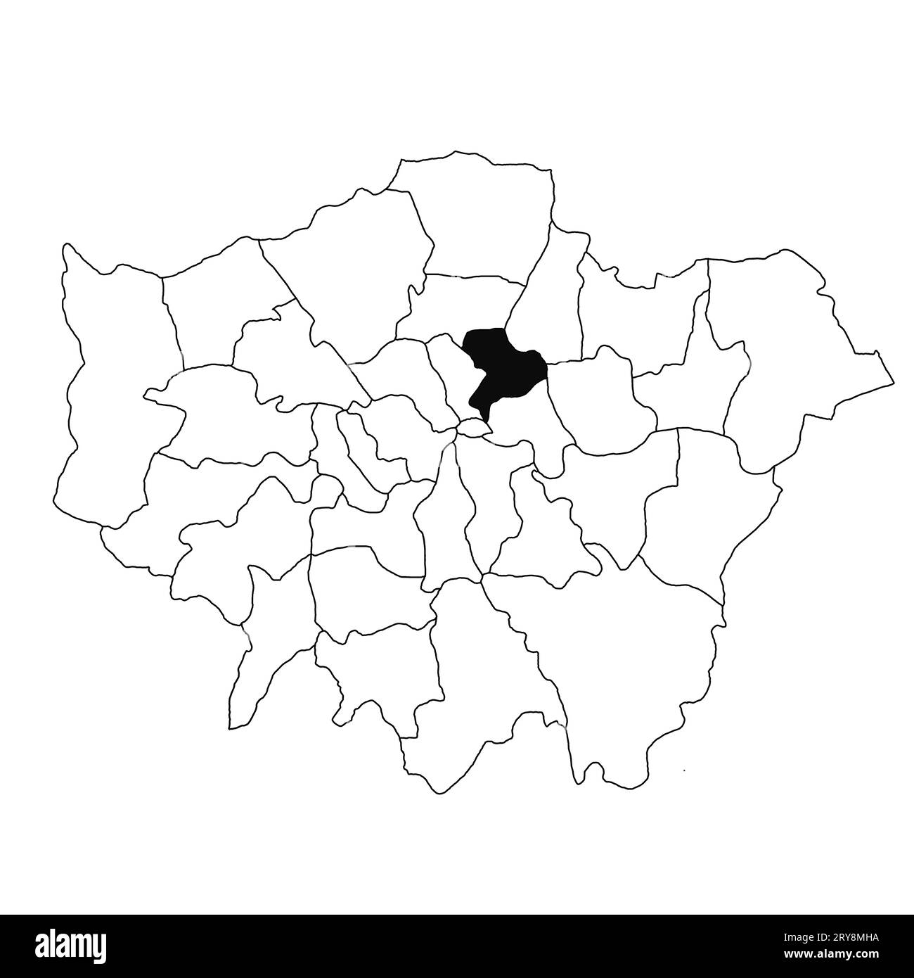 Map of Hackney in Greater London province on white background. single