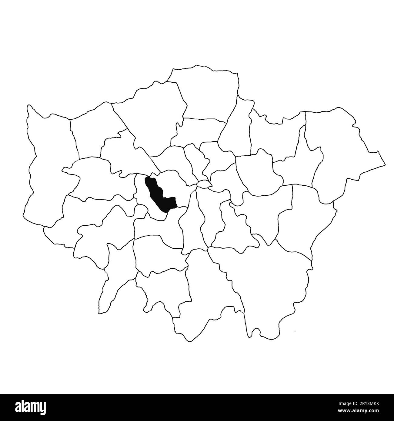 Map of Kensington and Chelsea in Greater London province on white