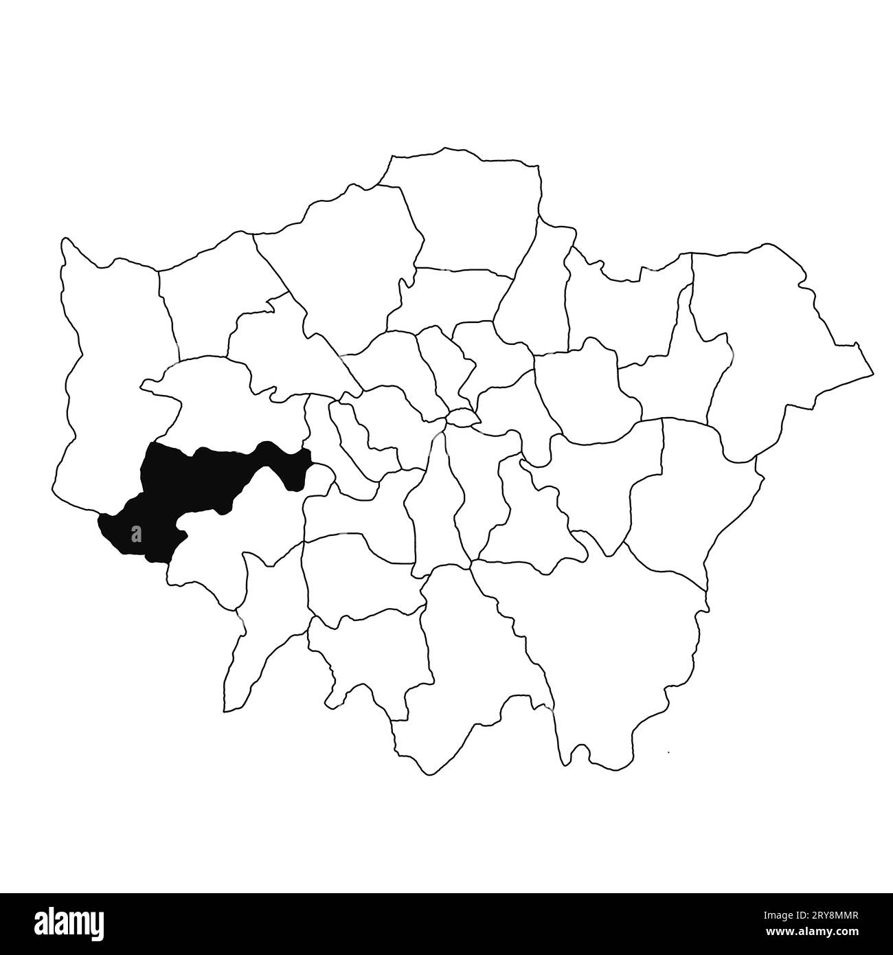 Map of Hounslow in Greater London province on white background. single