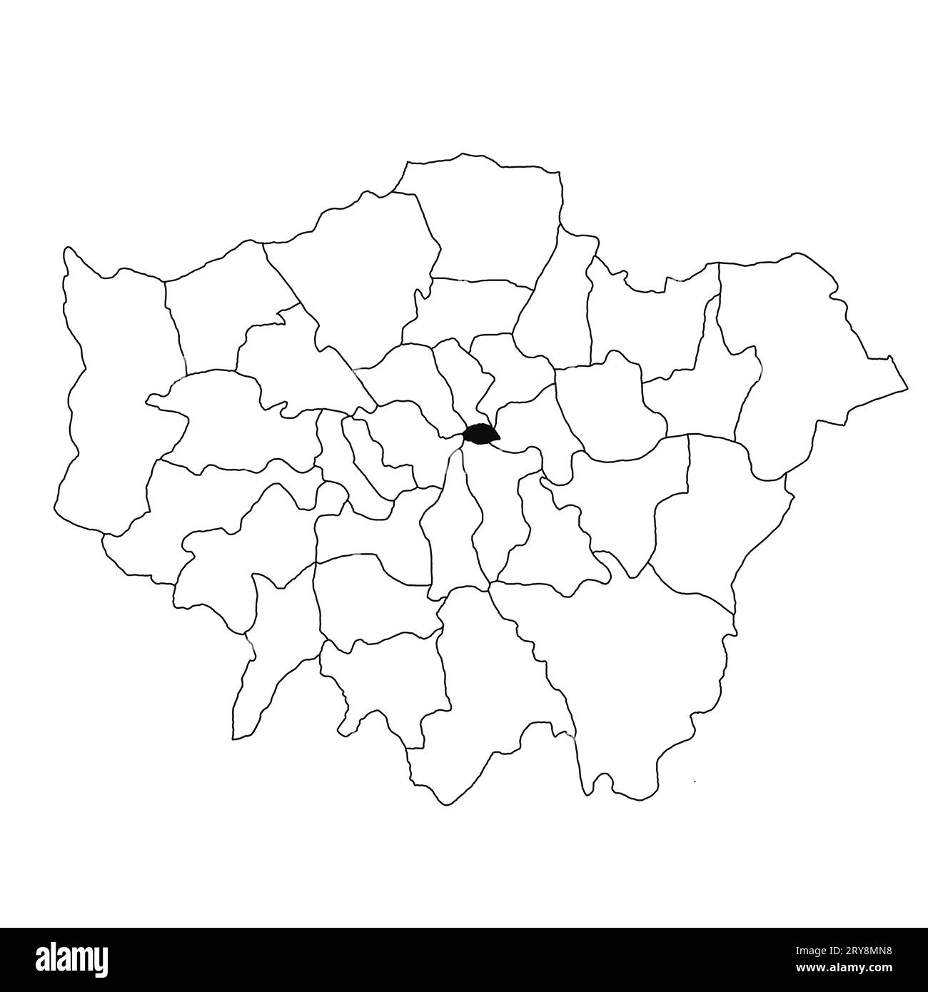 Map of London in Greater London province on white background. single