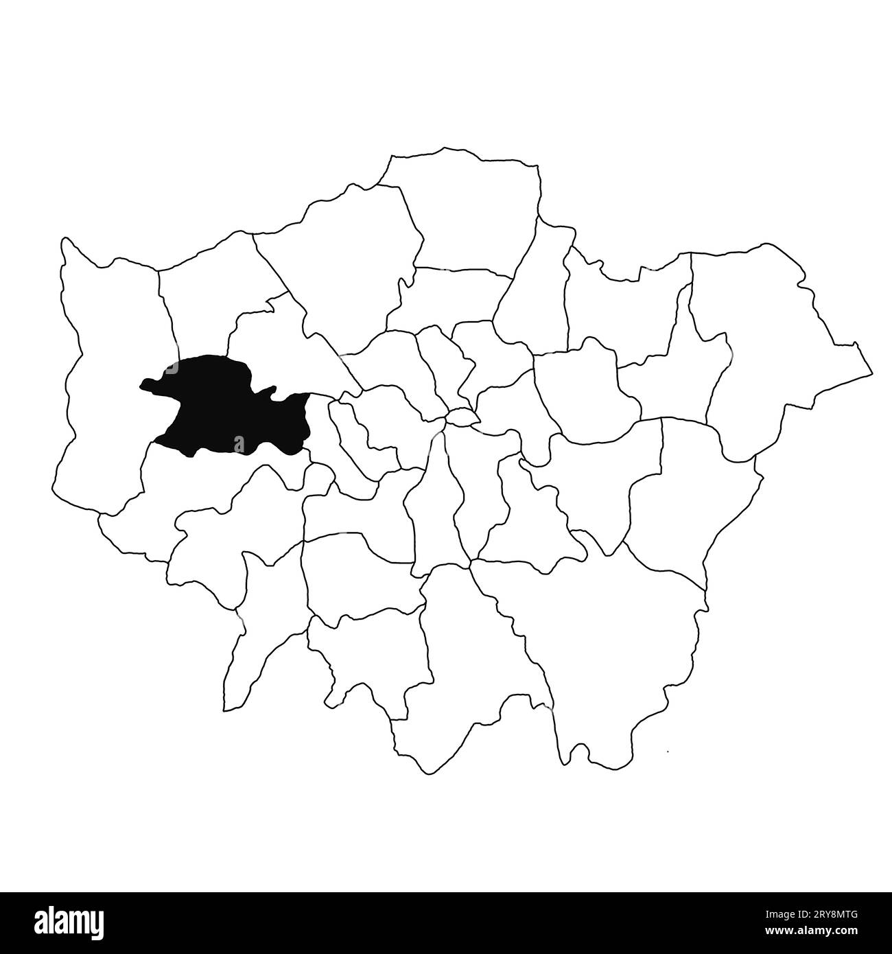 Map of Ealing in Greater London province on white background. single