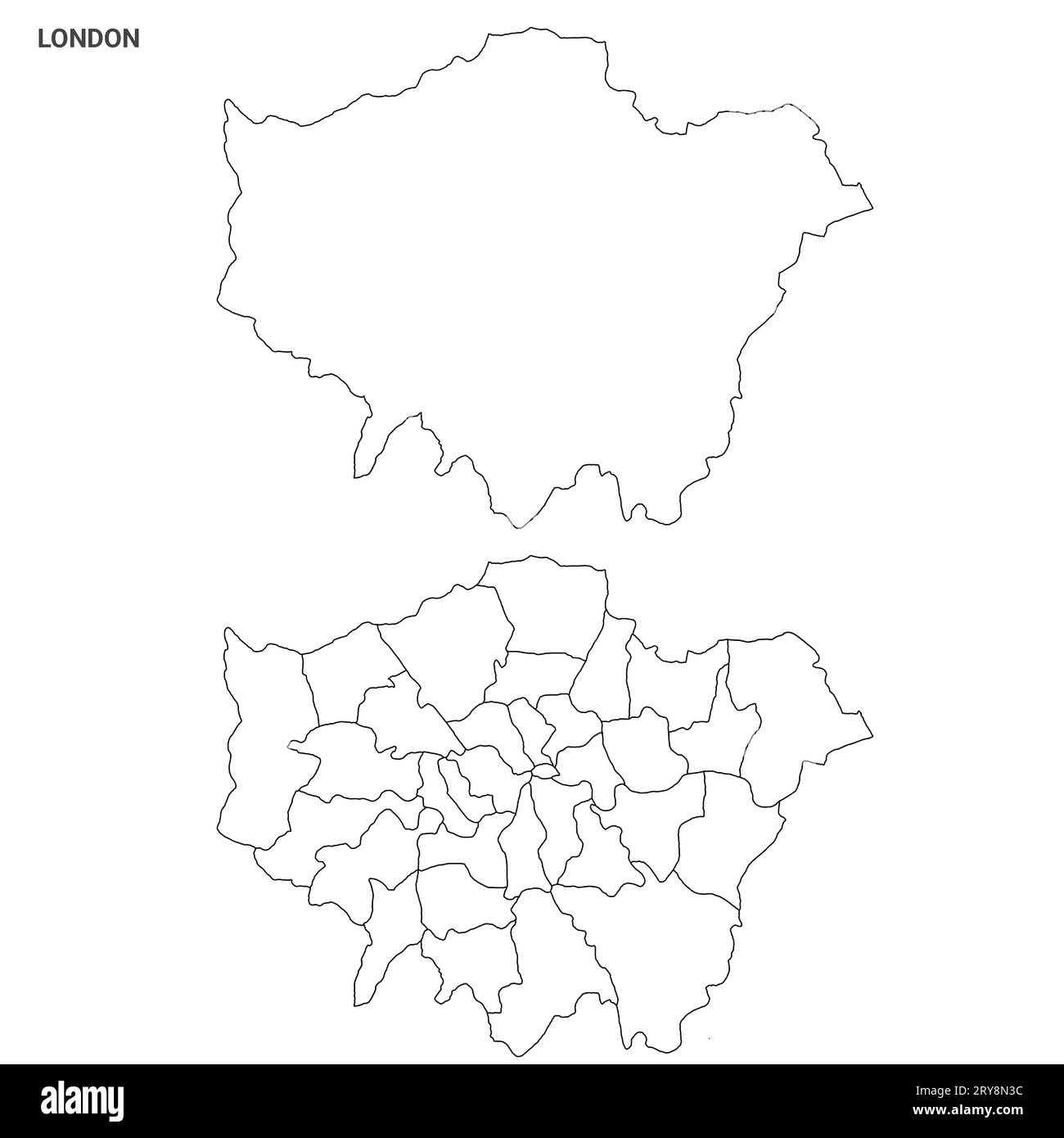 Greater London Administrative Map Set - blank counties or boroughs outline Stock Photo