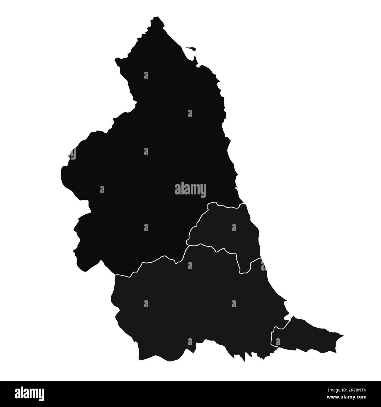 outline map of North East England is a region of England, with borders