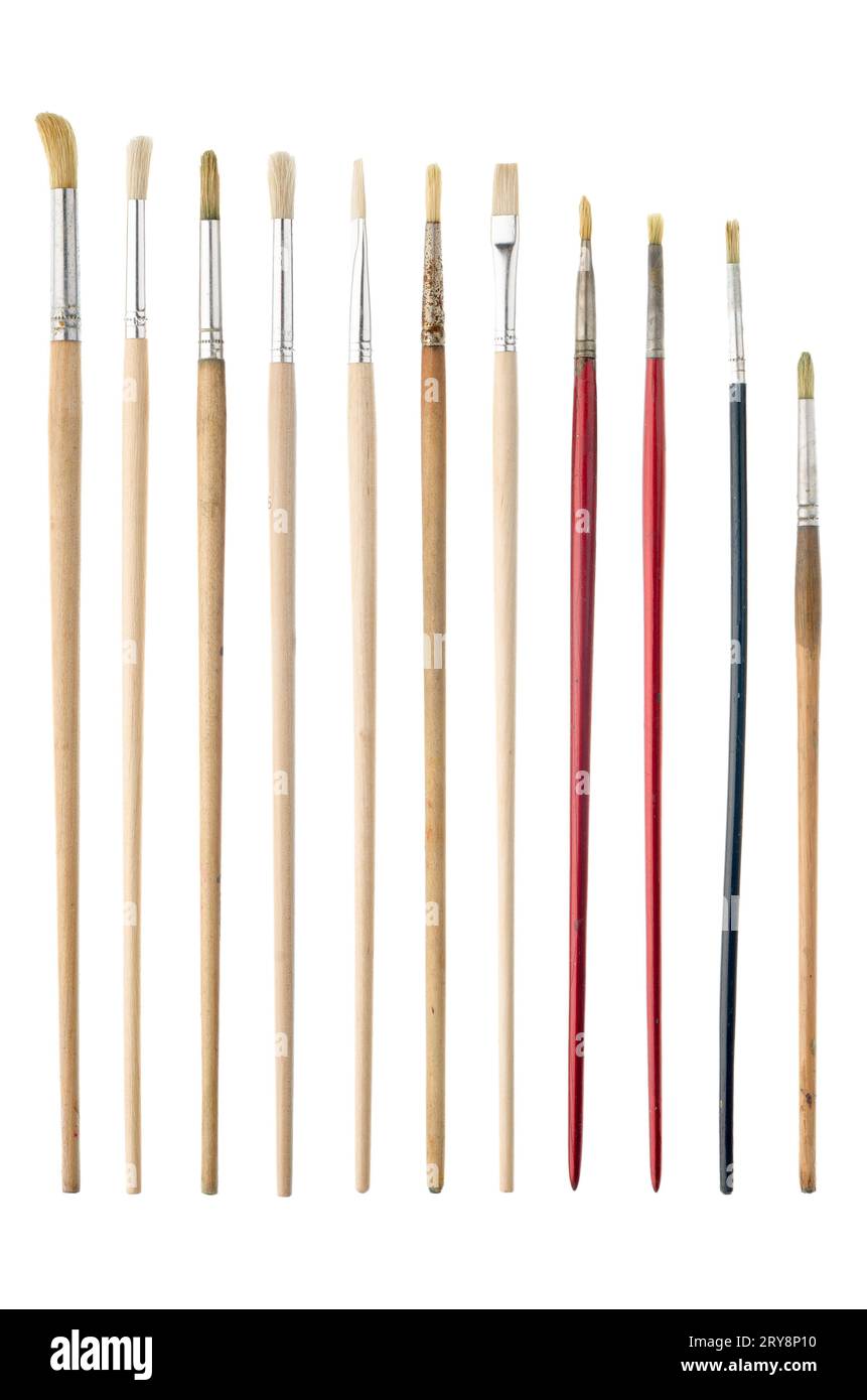 Used art brushes Stock Photo Alamy