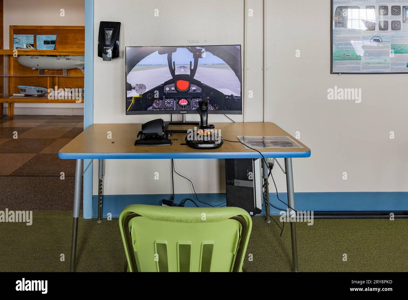 Kansas, SEP 16 2023 - Interior view of a flight simulation device in the Aviation Museum Stock Photo