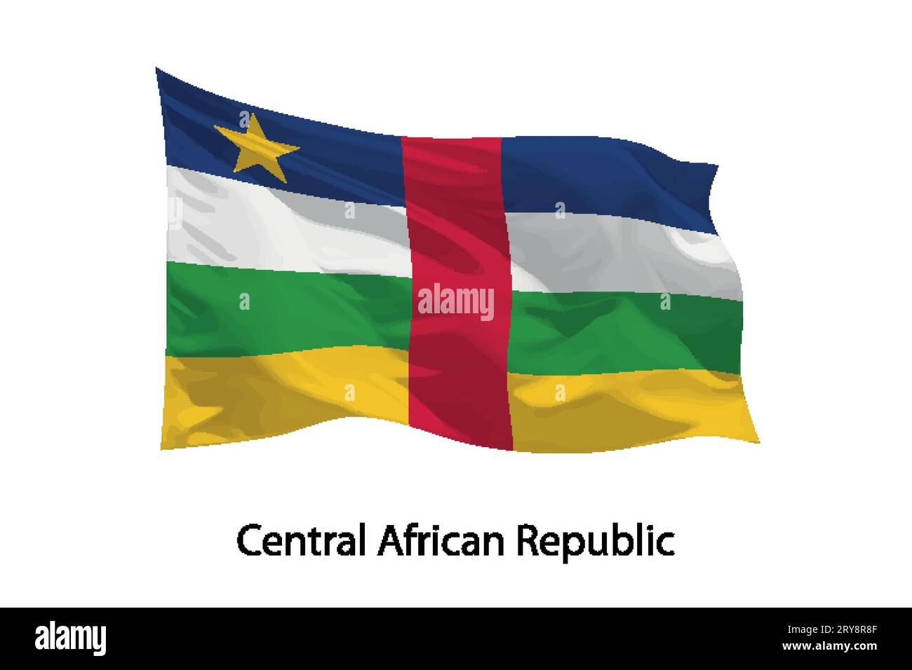 3d realistic Waving flag of Central African Republic Isolated. Template ...