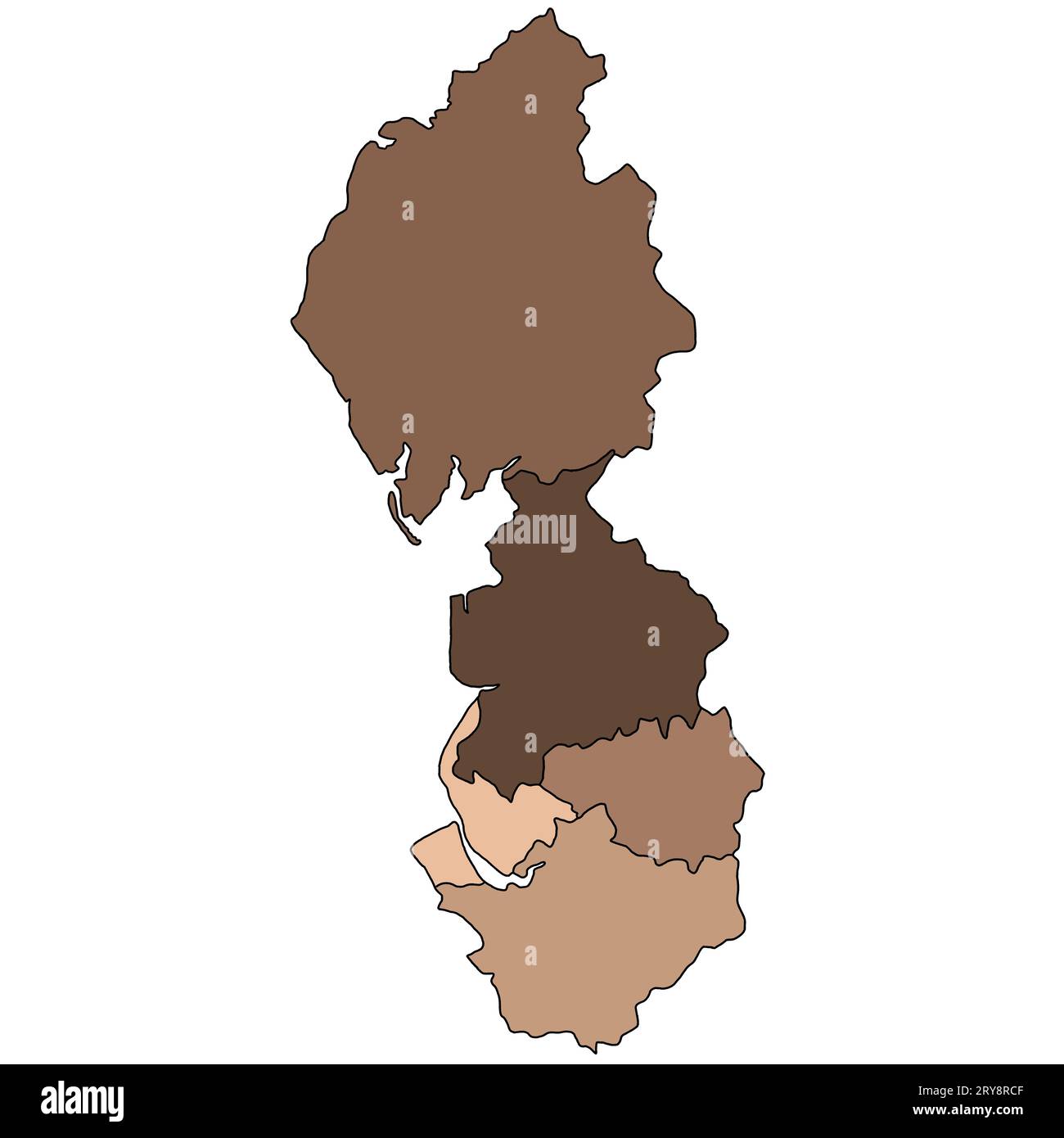 brown map of North West England is a region of England, with borders of
