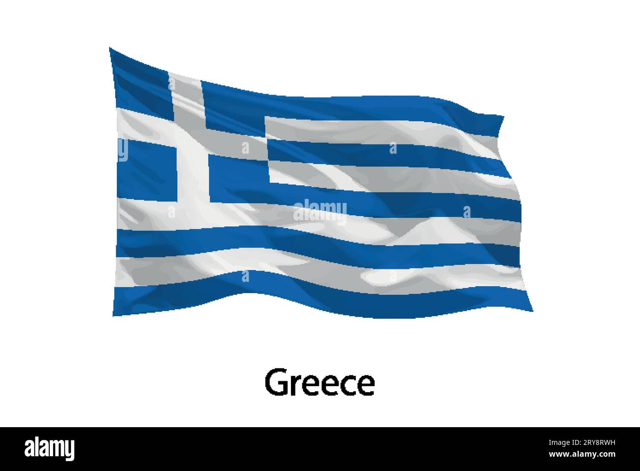 3d realistic Waving flag of Greece Isolated. Template for iposter design Stock Vector