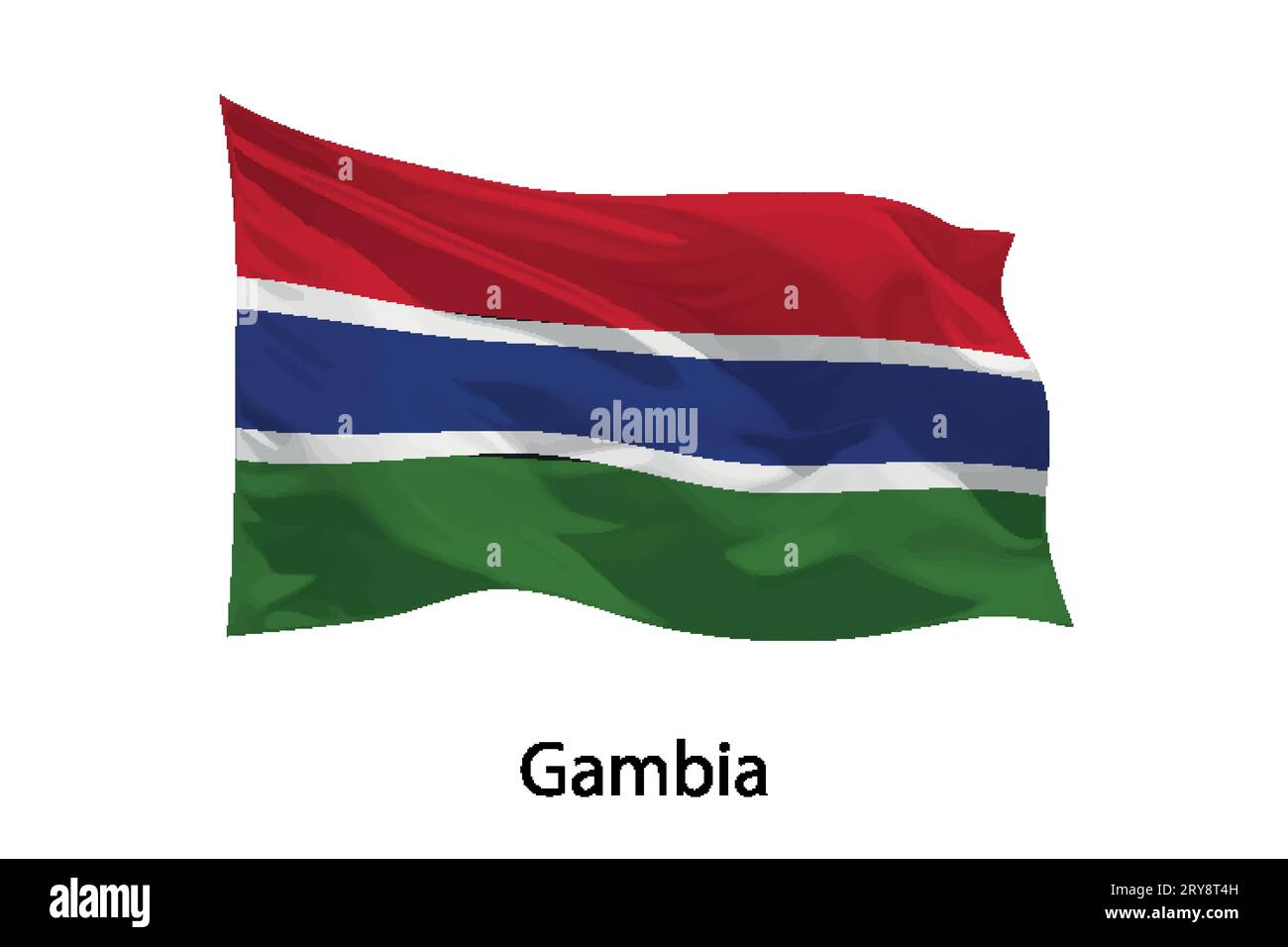 3d realistic Waving flag of Gambia Isolated. Template for poster design ...