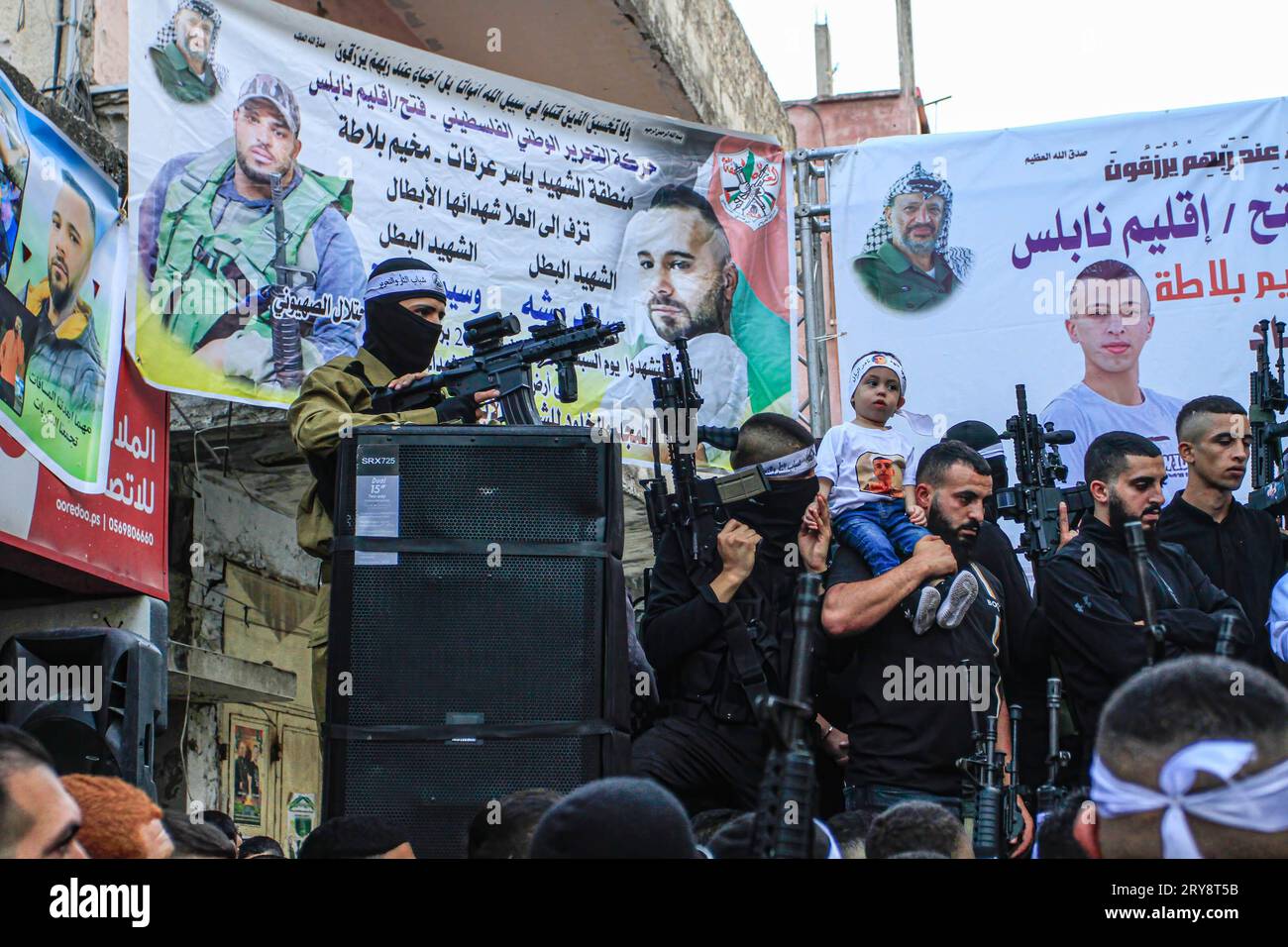 Nablus, Palestine. 29th Sep, 2023. Palestinian masked gunmen from the ...